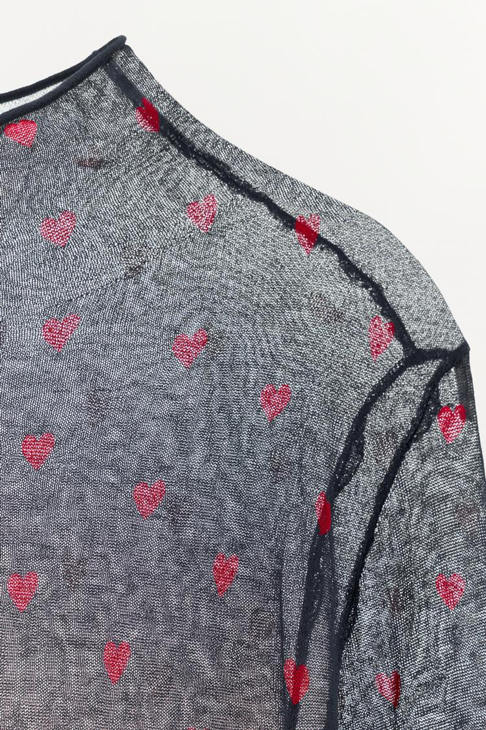 ZARA ТОП ИЗ ТОНКОГО ТРИКОТАЖА С СЕРДЕЧКАМИ, МОРСКОЙ СИНИЙ