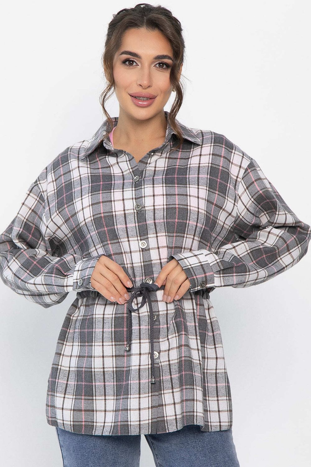 Рубашка хлопковая Джанет (серо-коричневая) Б14276-4М LT Collection