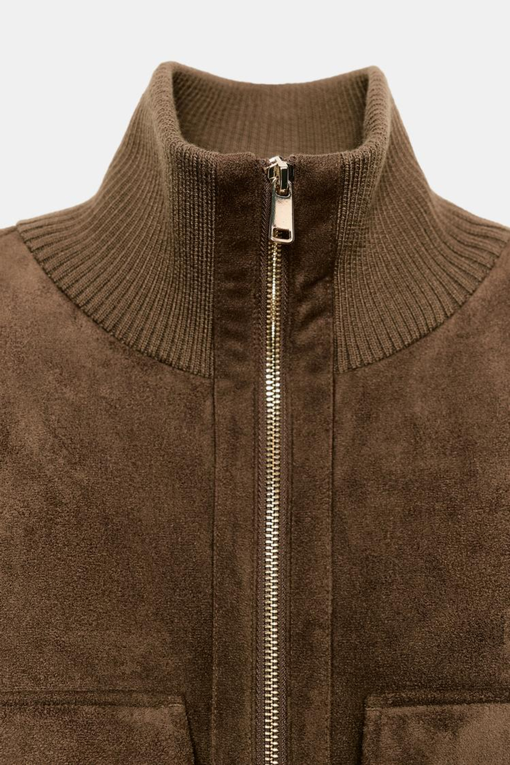 ZARA БОМБЕР С ВОРОТНИКОМ-СТОЙКОЙ И РУБЧИКОМ, СВЕТЛО-БЕЖЕВЫЙ