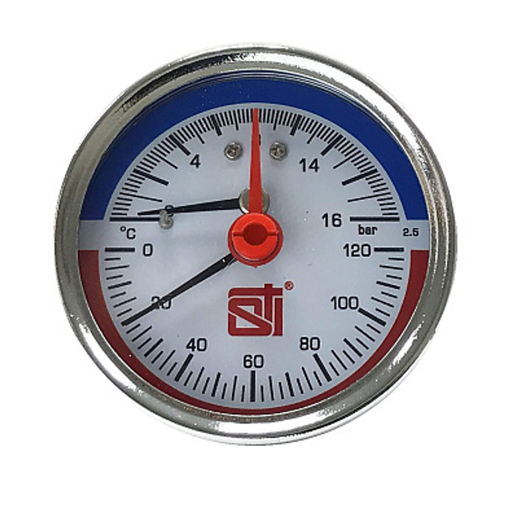 Термоманометр аксиальный STI ∅63 120°C 16 bar УП (G½")