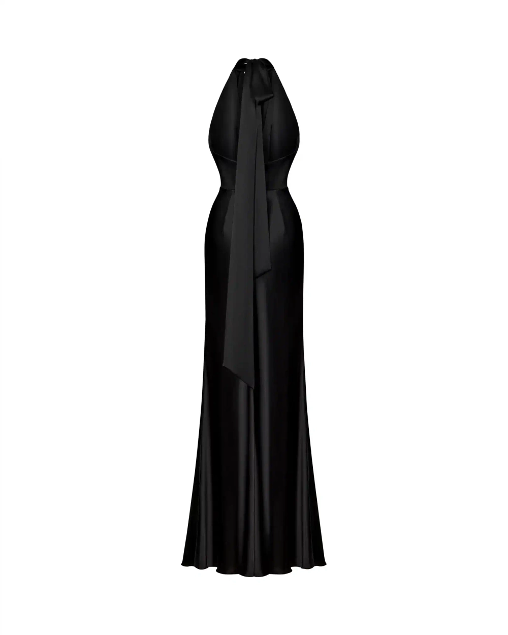 Alia maxi, платье макси из черного атласа