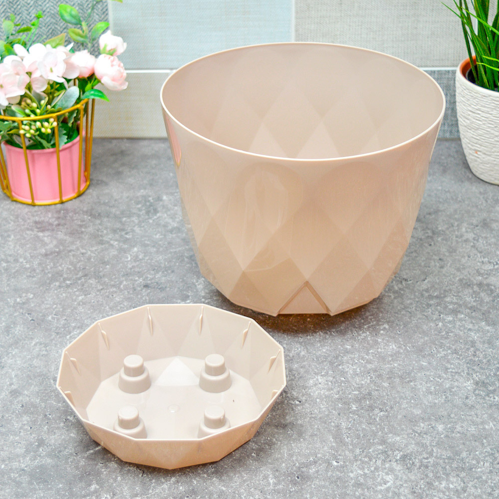 Горшок цветочный Laurel 4,5л d220мм с поддоном (бежевый)