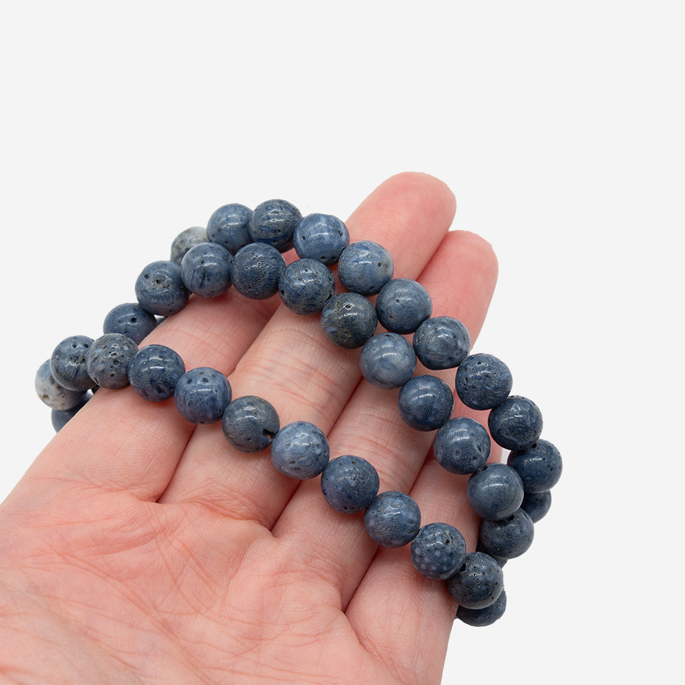 Голубой коралл Акори натуральный, бусины в форме шара 8,5мм