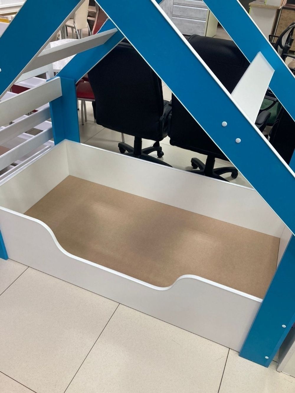 Кровать Теремок Бэби белый/бирюза 800*1600