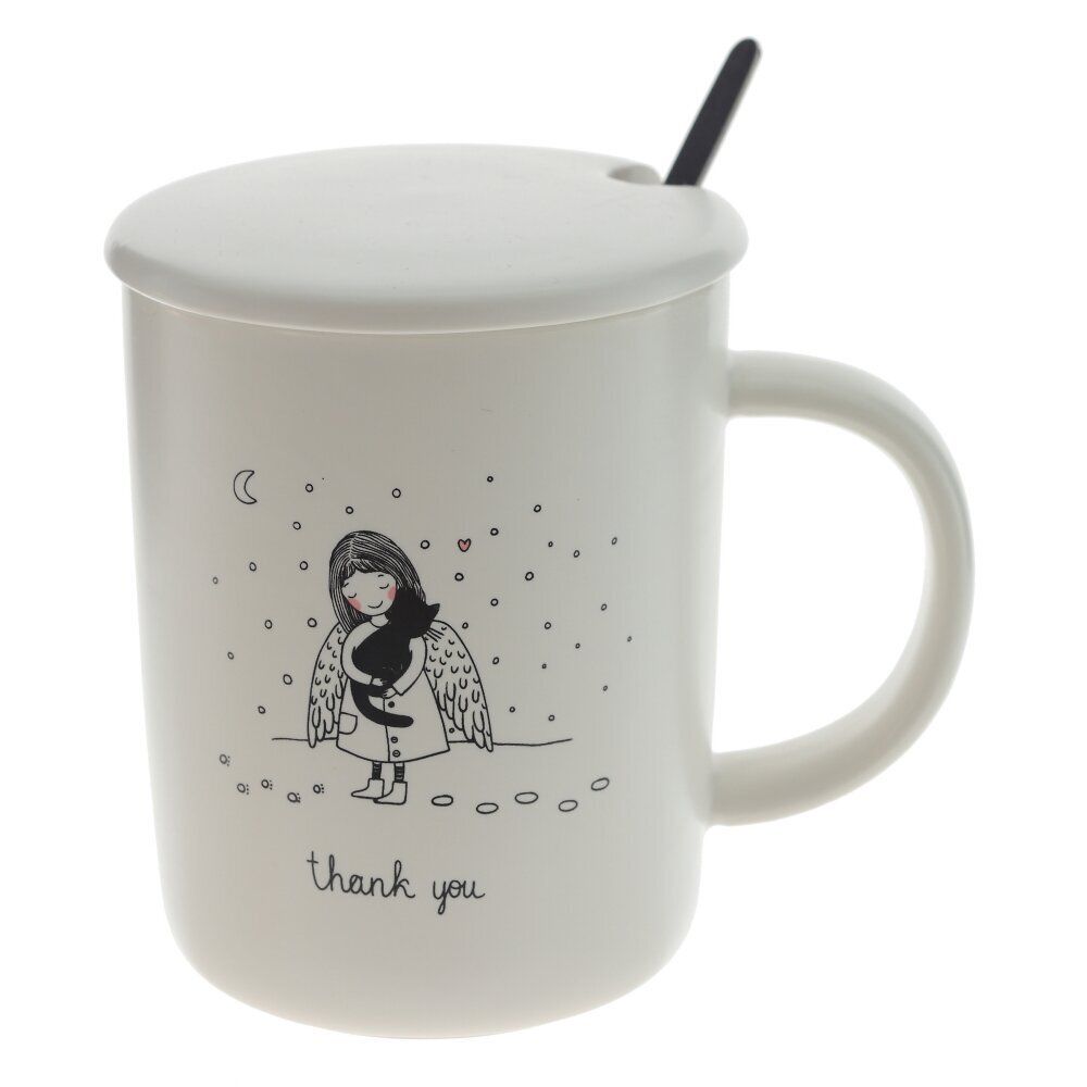 GAEM Кружка с крышкой и ложкой, 350 мл, L11,5 W8 H11 см, 4в.