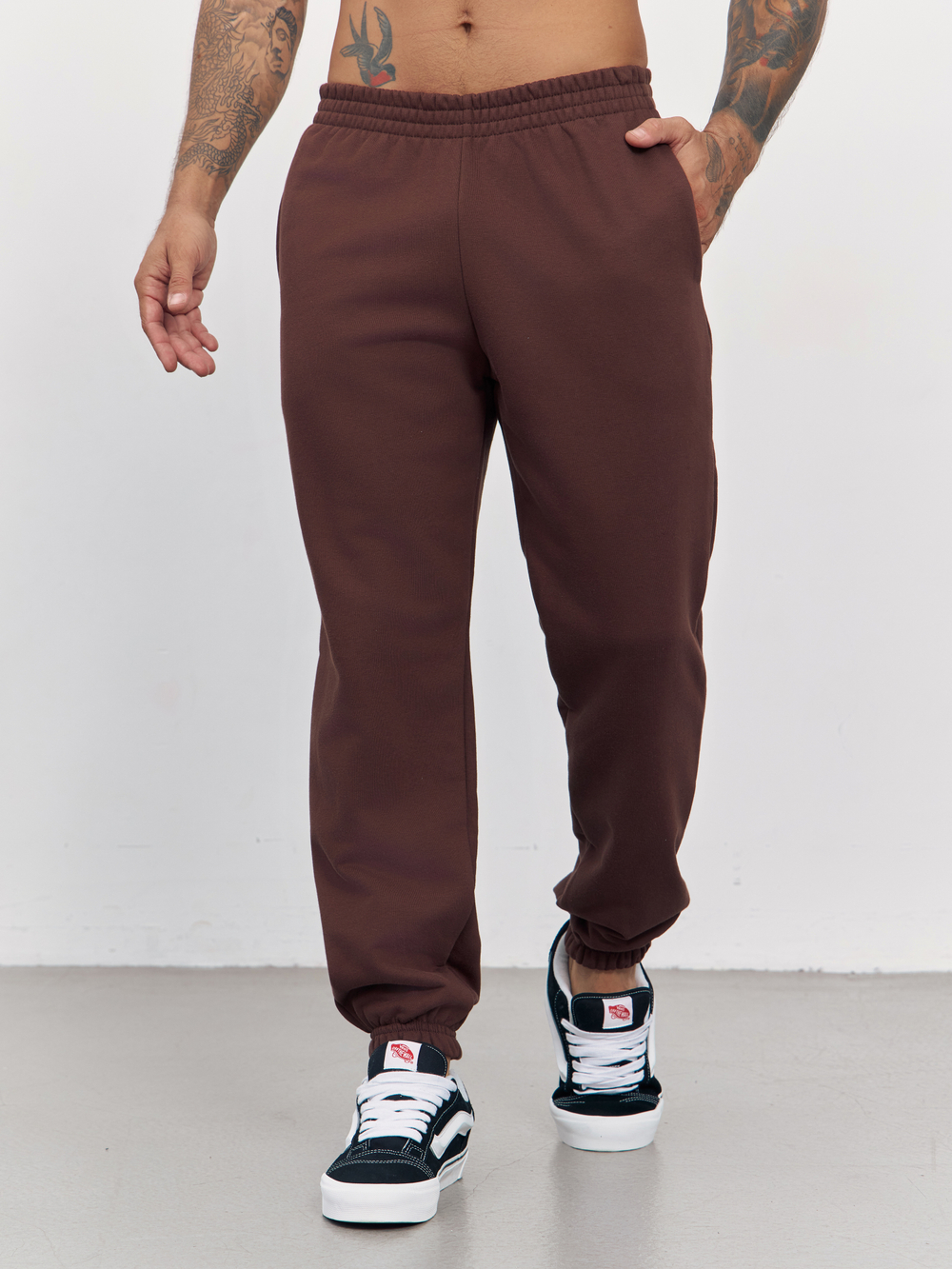 Брюки мужские с начесом "jogger fleece" (коричневый)