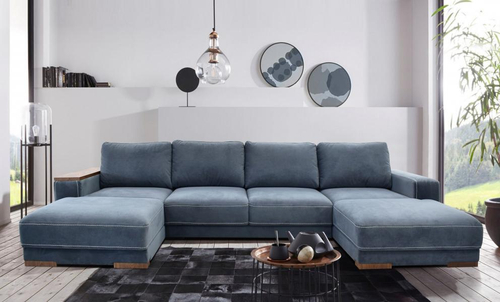 Дублин диван с двумя оттоманками/«Тик-так», «П»+«ОТ81»+«Д2Р81»+ «ОТ81»+«П»)кат1000 MARINO 27 Мореный