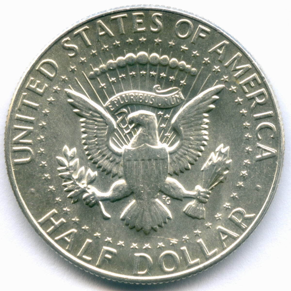 1/2 доллара 1969 год (D). США. Джон Кеннеди. Серебро, диаметр 30.6 мм AUNC