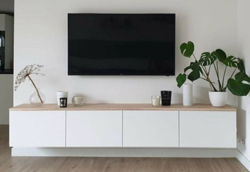 Тумба под ТВ Сити-11 подвесная 1.6 (Дуб сонома/Белый)