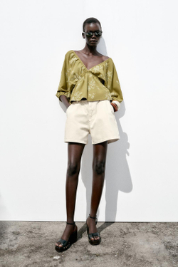 ZARA ЖАККАРДОВЫЙ ТОП, ХАКИ