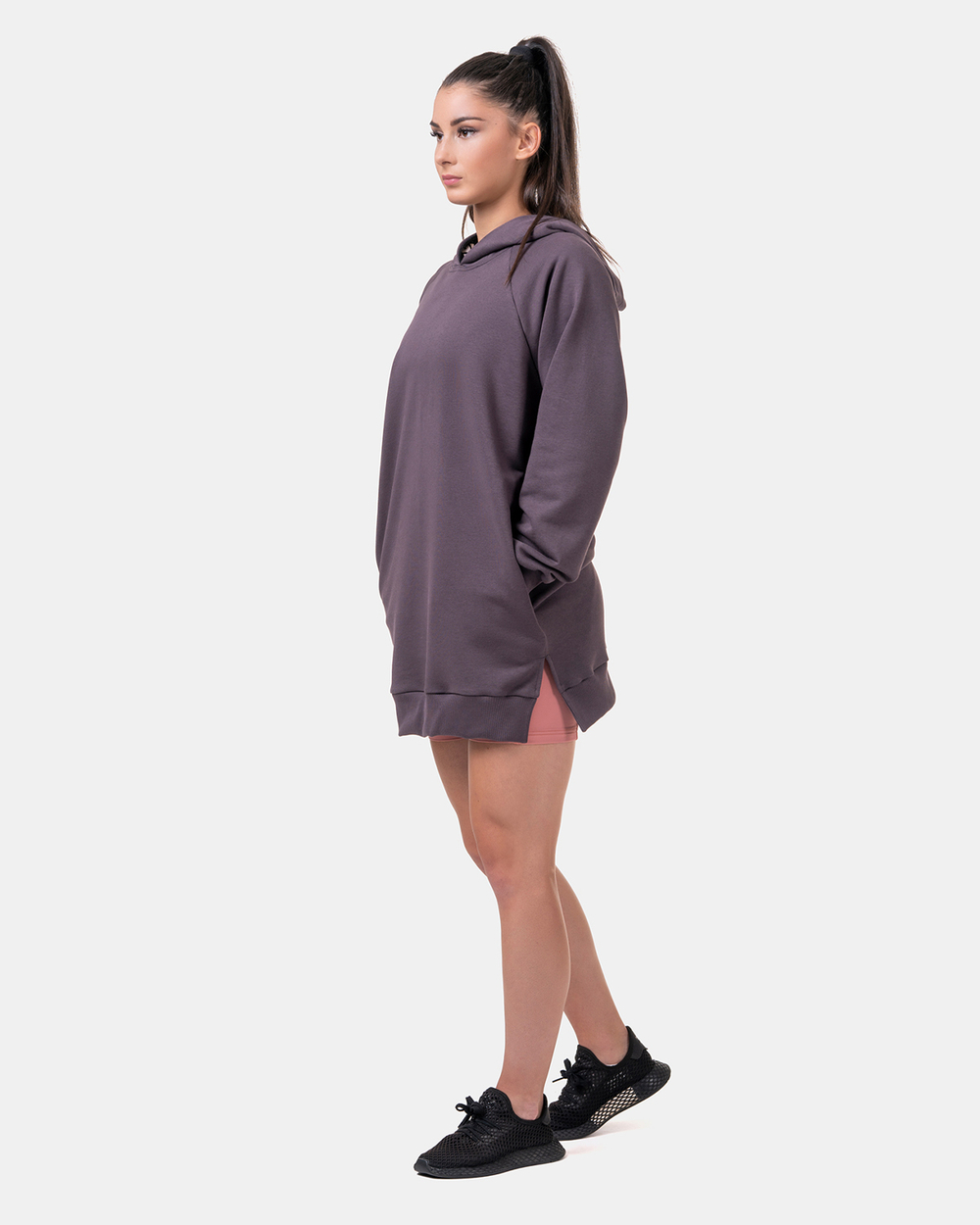 Толстовка женская Nebbia 580 Everyday HERO Long Sweatshirt with a hoodie Marron