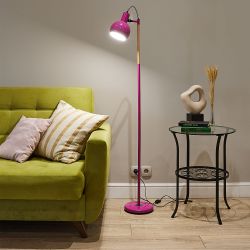 UML-T702 E14 PINK Торшер напольный под лампу Е14. 60W. с регулировкой наклона. Механический выключатель. Розовый. ТМ Uniel