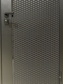 Входная металлическая дверь с зеркалом Матрикс-3 Total Black/Off-white