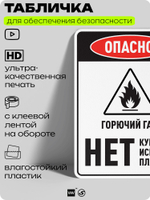 Табличка для обеспечения безопасности "Опасно горючий газ нет курению искрам пламени", для производства, предприятия, организаций, 40х30 см, Silver Plane x Айдентика Технолоджи