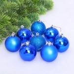 Новогодние шары 6 см (набор 24 шт) «Микс фактур», синий