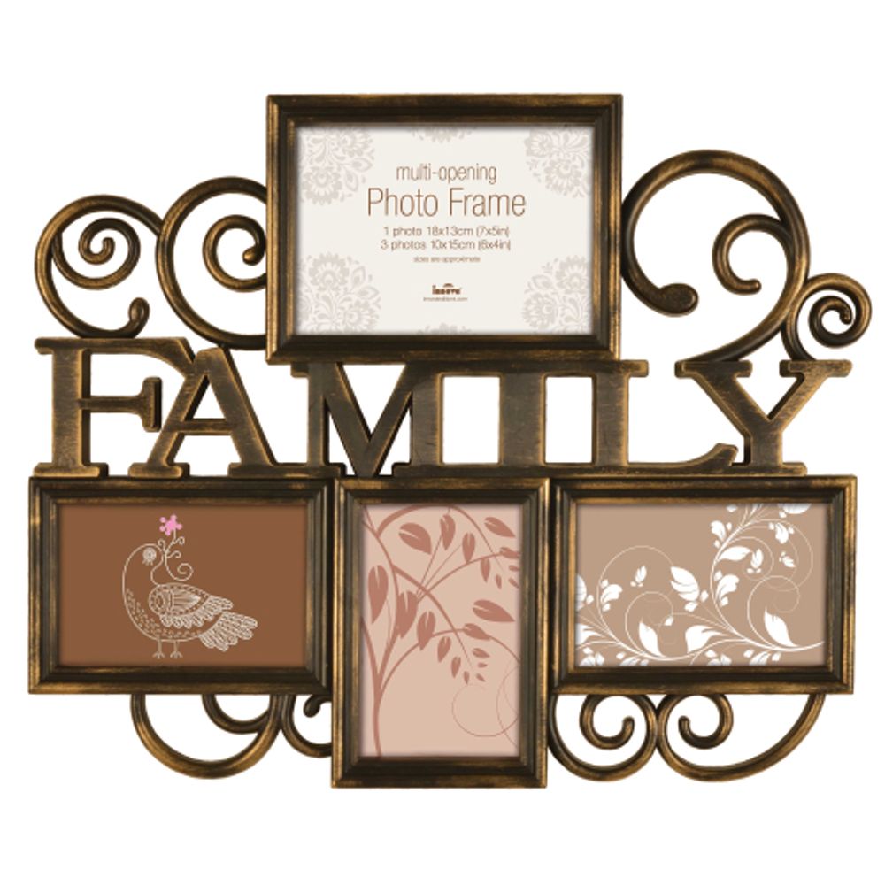 Innova PI04983 фоторамка 4 фото 3 х 10*15, 1 х 13*18 Milano II Family бронза, пластик | Innova