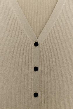 ZARA ВЯЗАНЫЙ ЖАКЕТ В РУБЧИК С КОНТРАСТНОЙ ОТДЕЛКОЙ, КАМЕННО-СЕРЫЙ