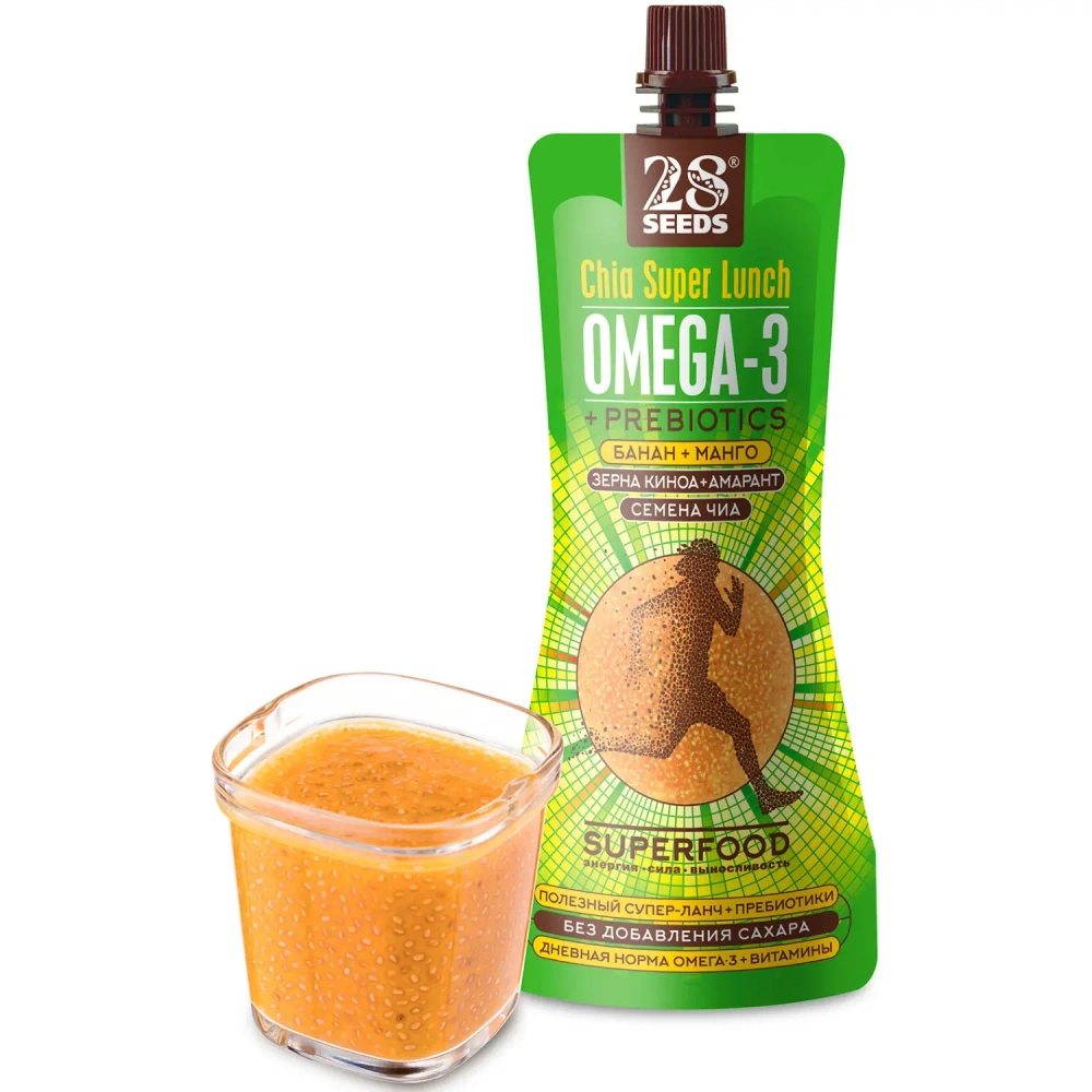 Супер-ланч Чиа ОМЕГА-3 «Банан + Манго» 220 г — ланч с семенами чиа и злаками в стакане