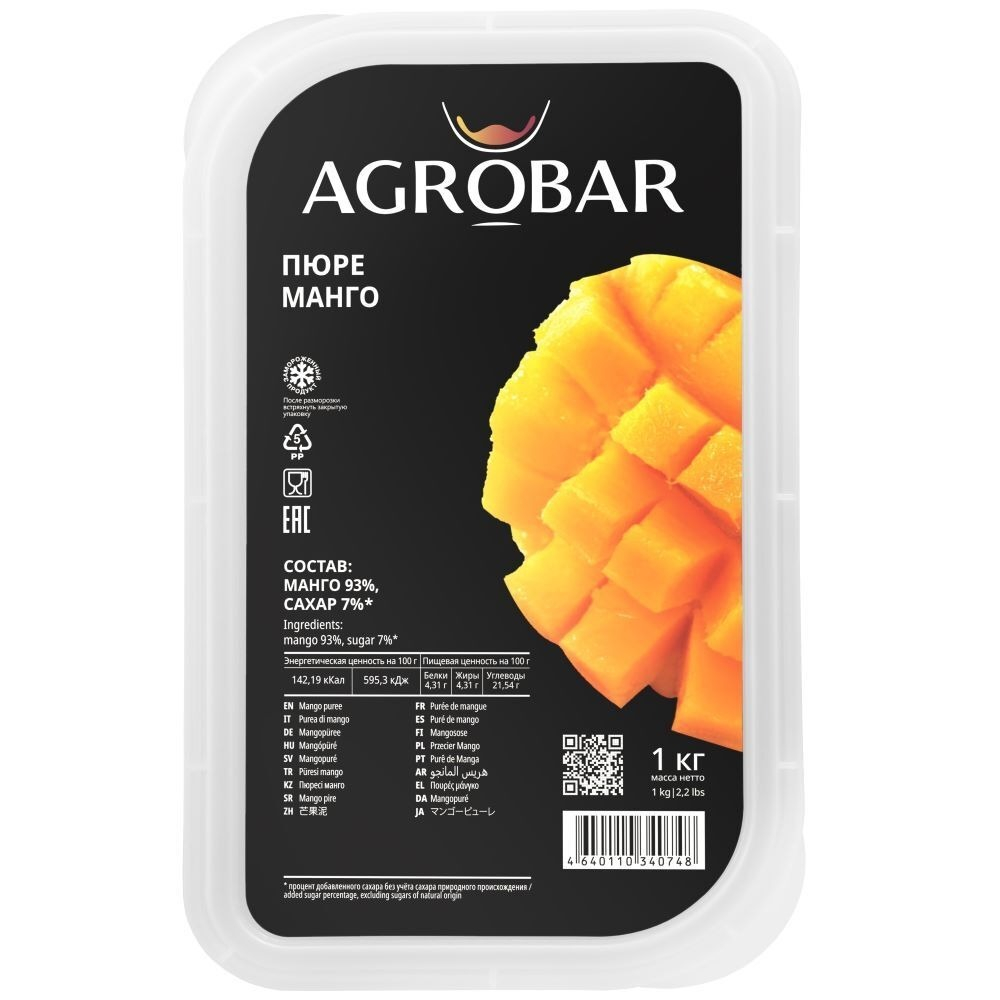 Фруктовое пюре Манго, Agrobar, Россия, 1кг