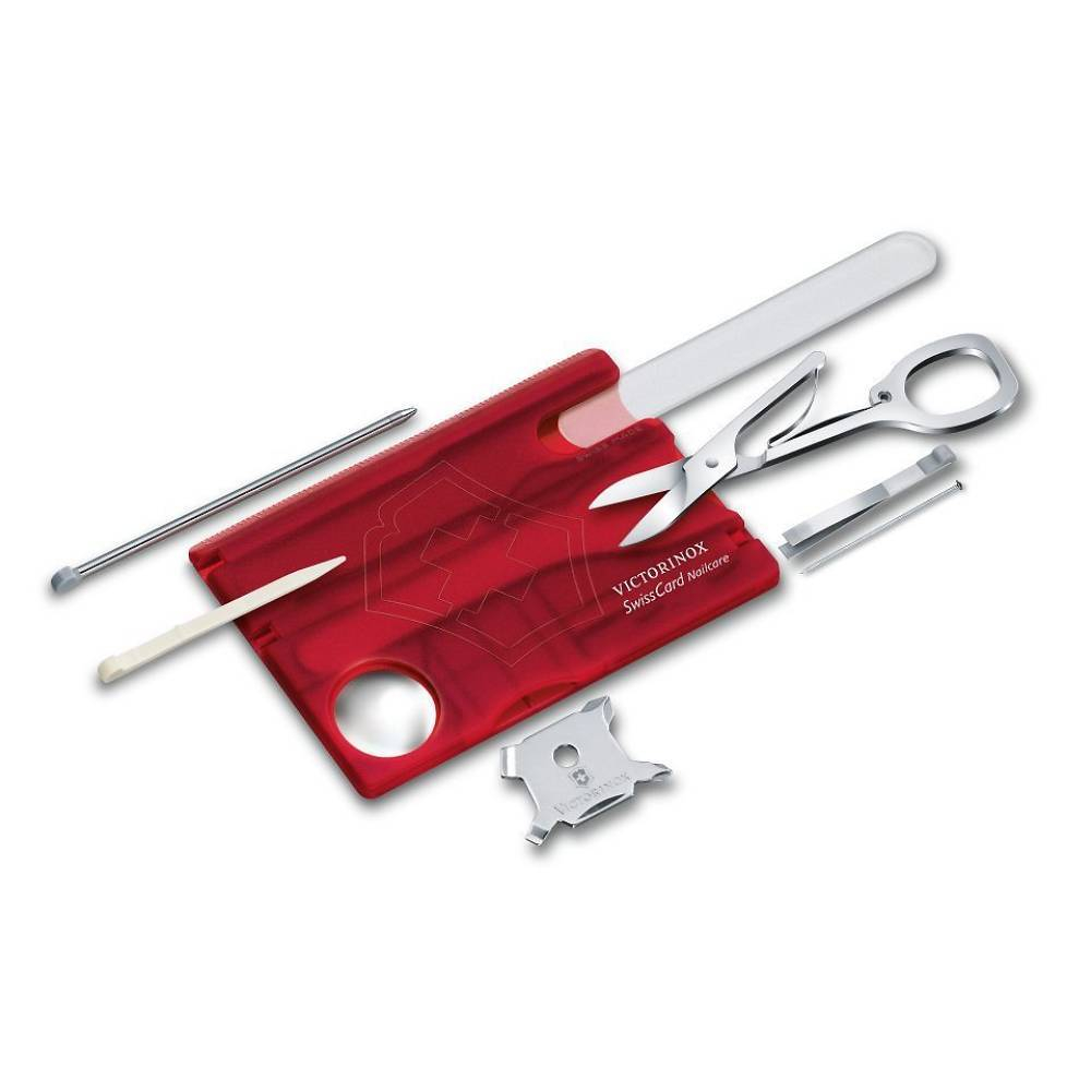 Швейцарская карта Victorinox SwissCard Nailcare (0.7240.T) красный полупрозрачный коробка подарочная