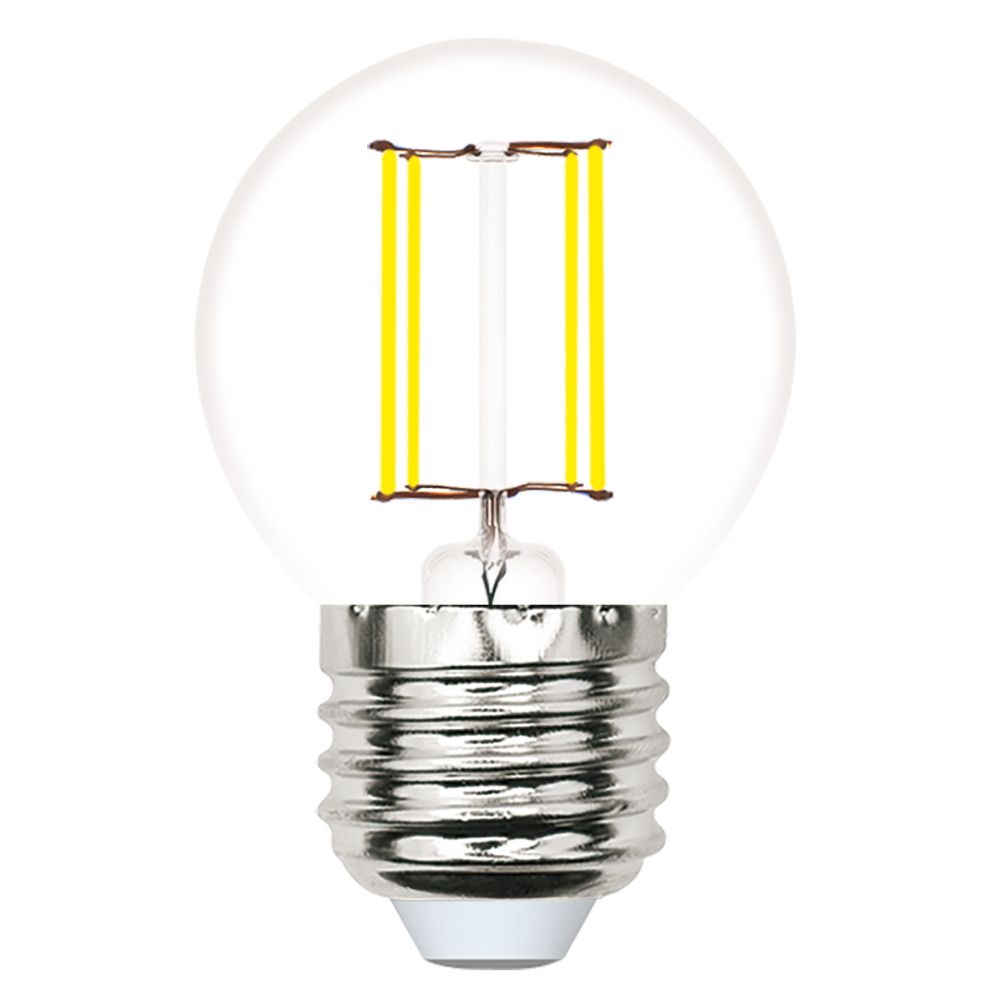 LED-G45-5.5W-4000K-E27-CL-SLF Лампа светодиодная. Форма шар. прозрачная. Белый свет 4000K. ТМ Volpe