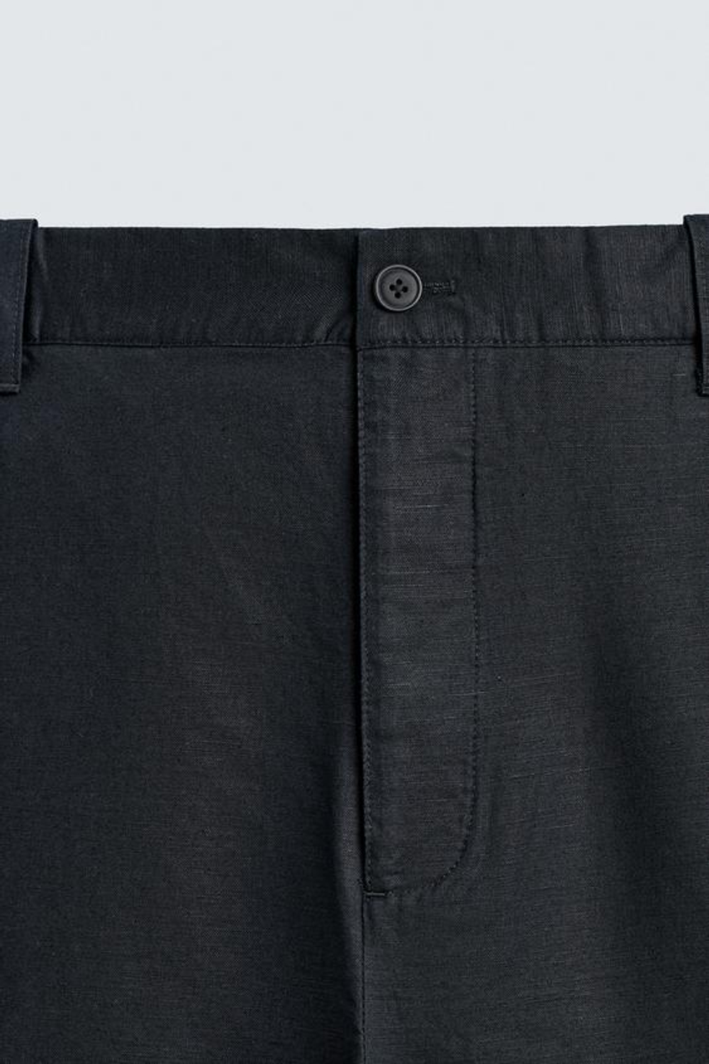 ZARA БРЮКИ STRAIGHT FIT ИЗ КОНОПЛИ И ХЛОПКА, МОРСКОЙ ТЕМНО-СИНИЙ