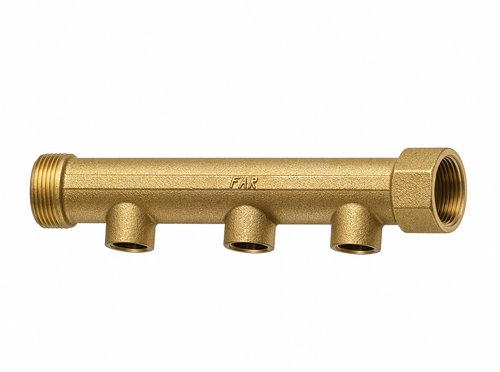 Коллектор модульный 1 1/2", ВР-НР, 3 отвода 3/4", ВР, L=100 мм FAR
