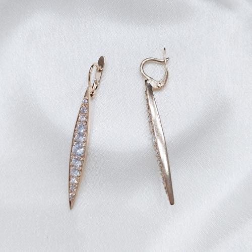 "Эдж" серьги в золотом покрытии из коллекции "Lance" от Jenavi  с английским замком