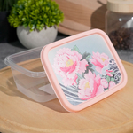 Контейнер для продуктов 0,5л прямоугольный "Сад пионов", розовый