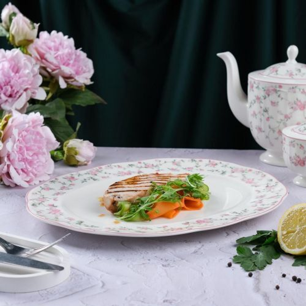 Блюдо овальное 34 cм,фарфор "NOBLE" серия "Retro Ritz-La Vie En Rose"