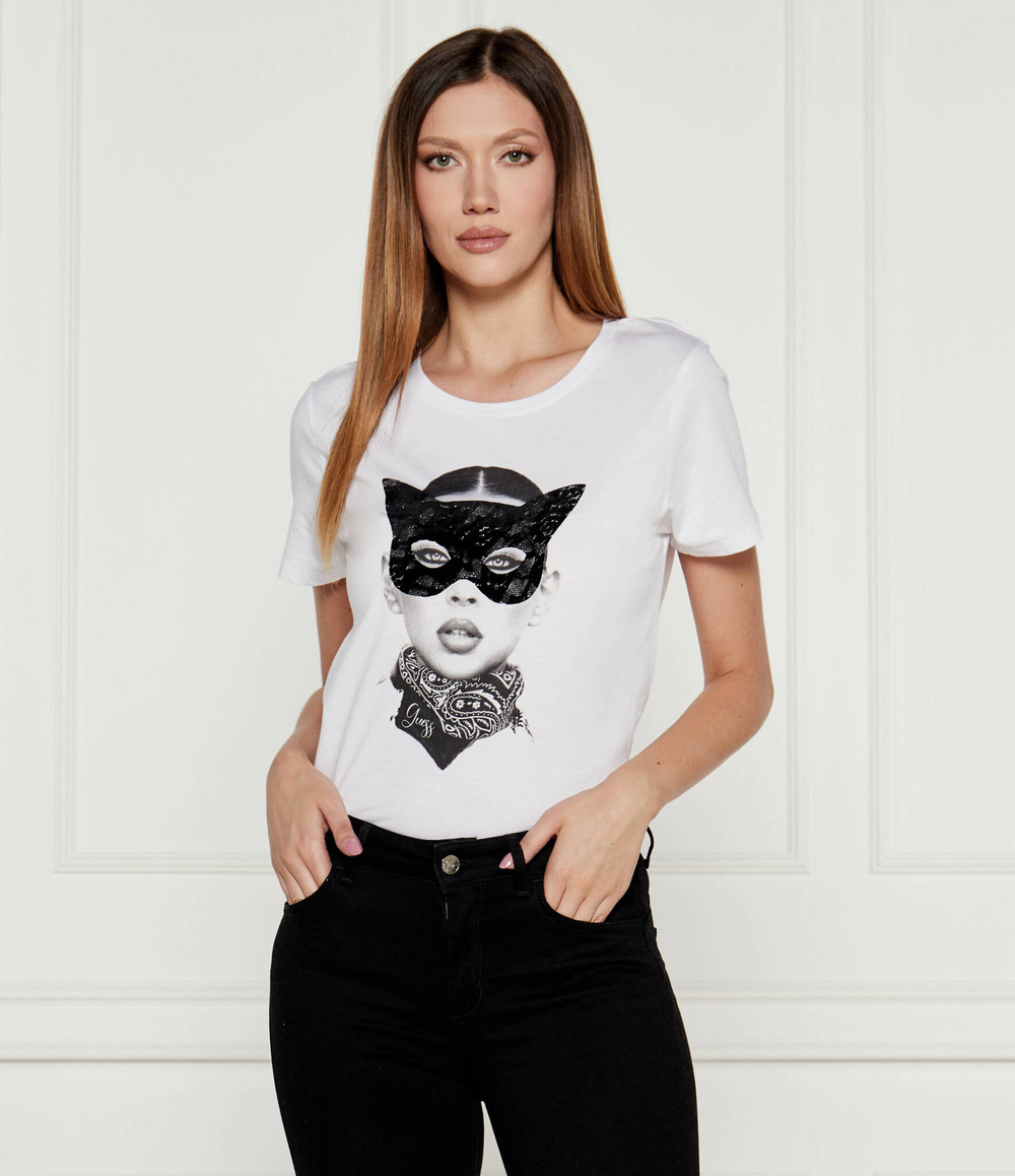 Футболка CAT MASK GUESS - белый(W4BI37 K9RM1)