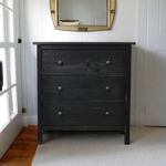 Комод, 78х38х80, Хермес, черный, с 3 ящиками, комод на ножках для одежды и игрушек, из массива дерева, IKEA