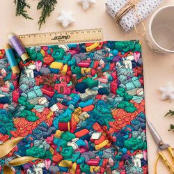 Ткань премиум флис пластелиновый хаос