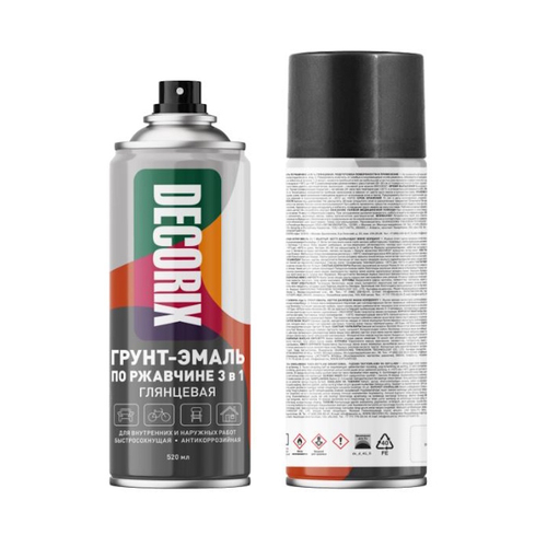 Эмаль-грунт по ржавчине 3в1 аэроз. DECORIX винно-красная глянц. RAL3005  520мл  0162-3005 DX