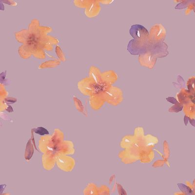 Оранжевые настурции на сиреневом фоне из серии Цветочный луг