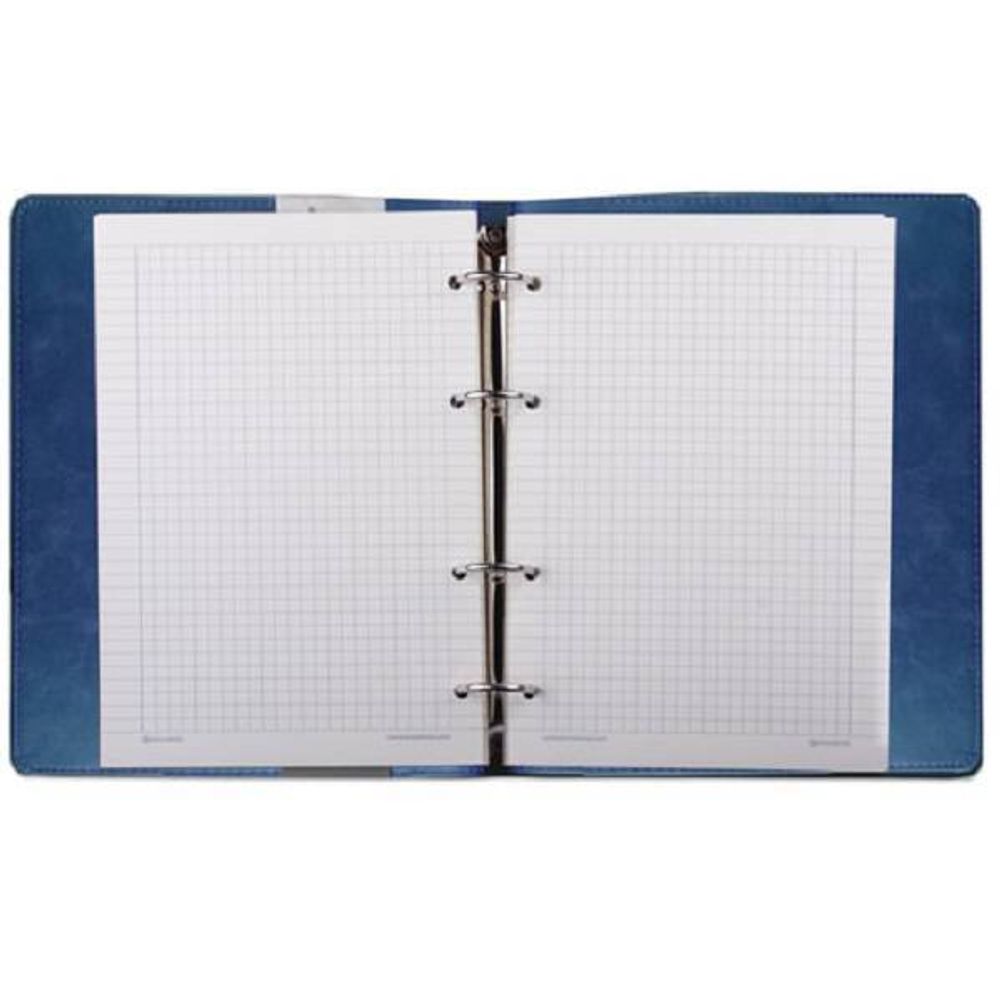 Тетрадь на кольцах 120л, А5, Brauberg Main, обложка под гладкую кожу, вырубка под кольца, синий