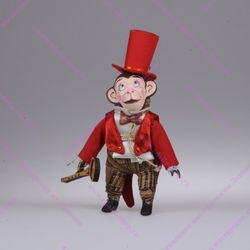 Ёлочная игрушка Обезьяна в цилиндре