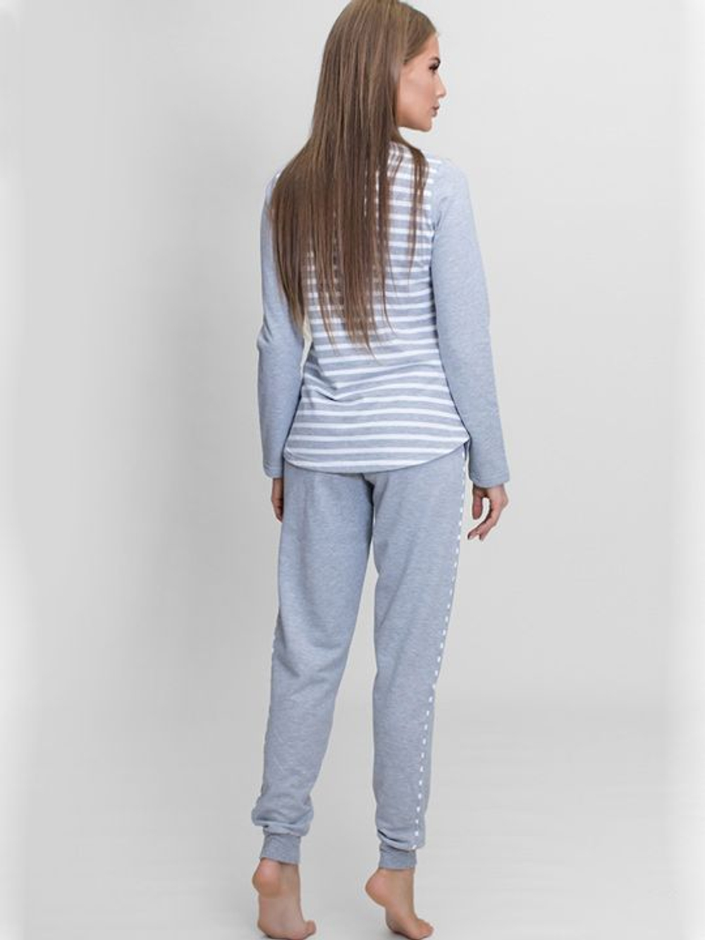 Элегантный комплект с брюками на манжетах (Размер: S) (Цвет: серый)