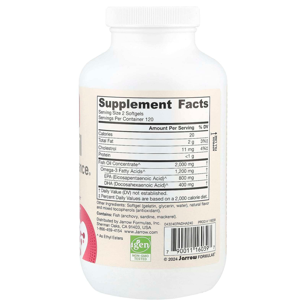Jarrow Formulas, EPA-DHA Balance®, рыбий жир с ЭПК и ДГК, 240 капсул (1000 мг в 1 капсуле)