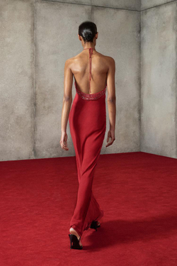 ZARA Х LUDOVIC DE SAINT SERNIN АТЛАСНОЕ ПЛАТЬЕ, КРАСНЫЙ