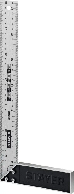 Профессиональный угольник с нержавеющим полотном, 350 мм // STAYER STABIL Professional