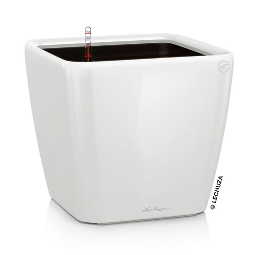 Кашпо Lechuza "Quadro LS Complete white high gloss" (пластик), 28x28xH26 см