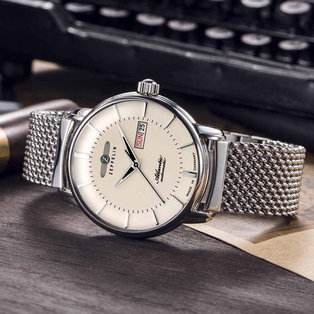 ZEPPELIN Mechanical Movement 50 meter Water Resistance Men"s Watches Watch 40mm Gray Dial Stainless Steel Case