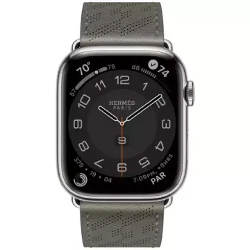 Apple Watch Hermès 45mm Silver Stainless Steel Case with H Diagonal Single Tour Gris Meyer