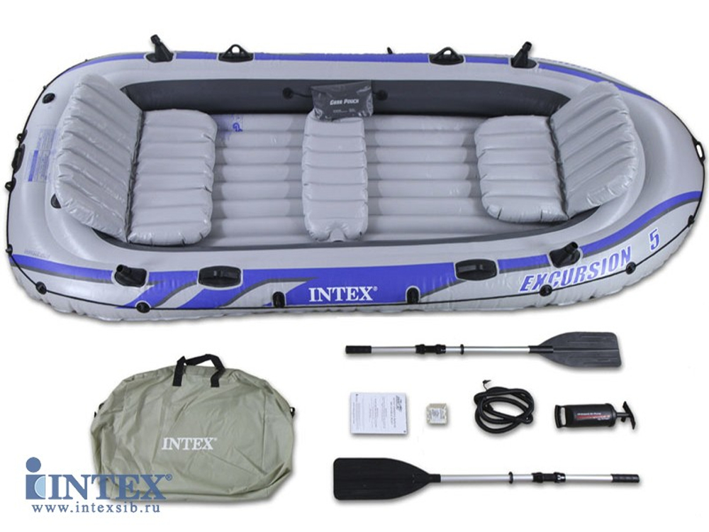 Пятиместная надувная лодка Excursion 5 Set, до 455 кг.