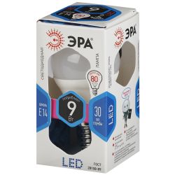 Лампа светодиодная ЭРА STD LED P45-9W-840-E14 E14 / Е14 9Вт шар нейтральный белый свет | Лампы cветодиодные Шар (G/P)