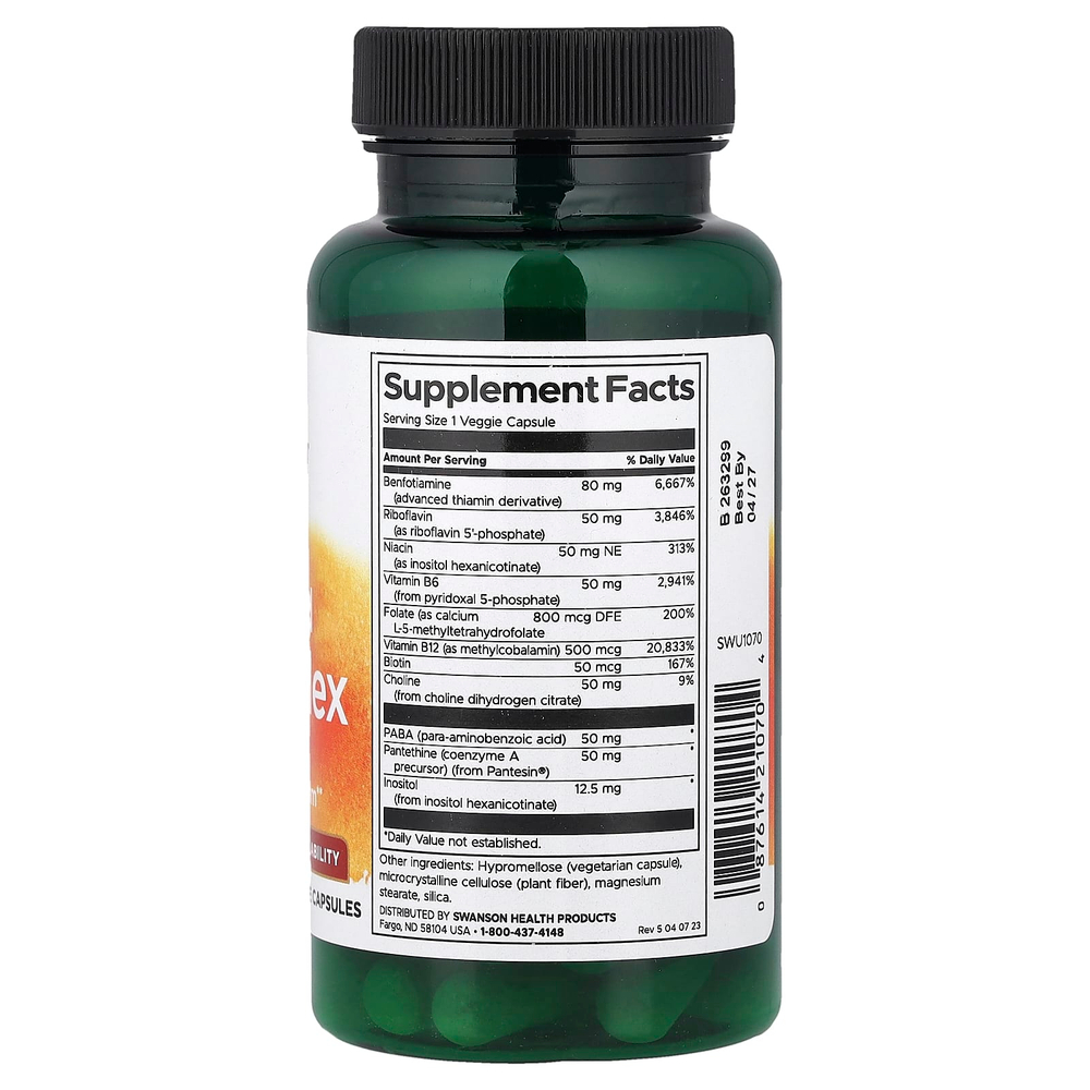 Swanson, активированный комплекс витаминов группы B, 60 растительных капсул