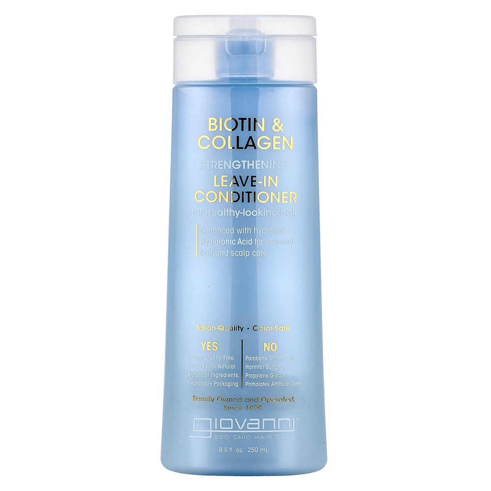 Giovanni, Укрепляющий несмываемый кондиционер с биотином и коллагеном, 250 мл (8,5 жидк. унц.)