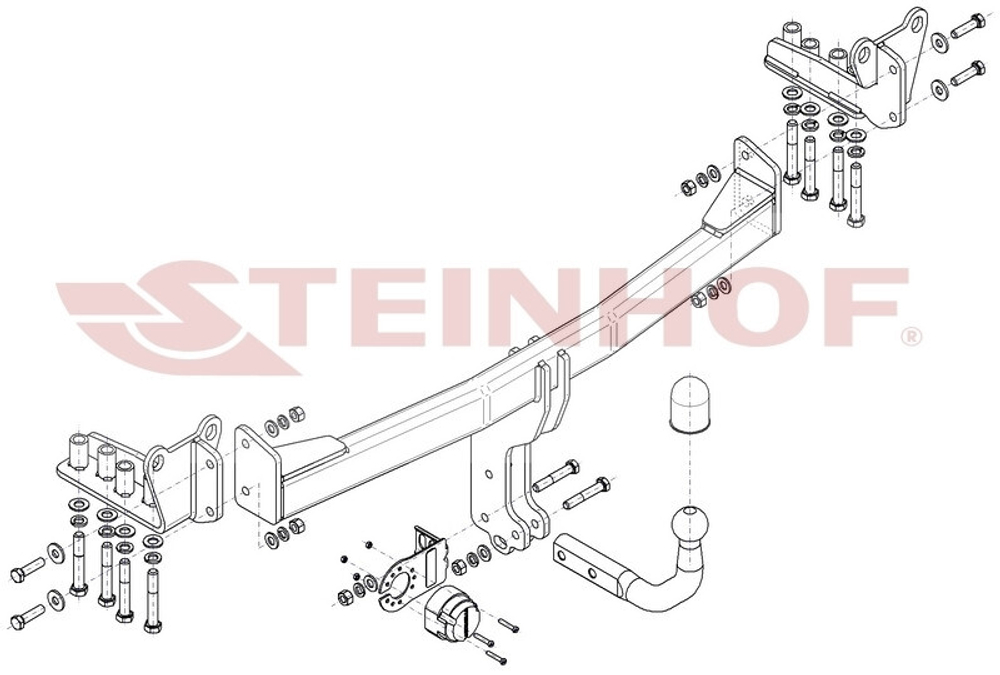 Фаркоп Steinhof L-120 для Land Rover Range Rover Evoque L551, в т.ч. AdBlue 12/2018-(паспорт и сертификат в комплекте)(без электрики)