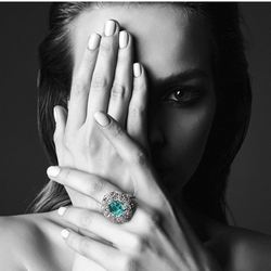 Кольцо с Турмалином Параиба и Бриллиантами, R0110-0/1